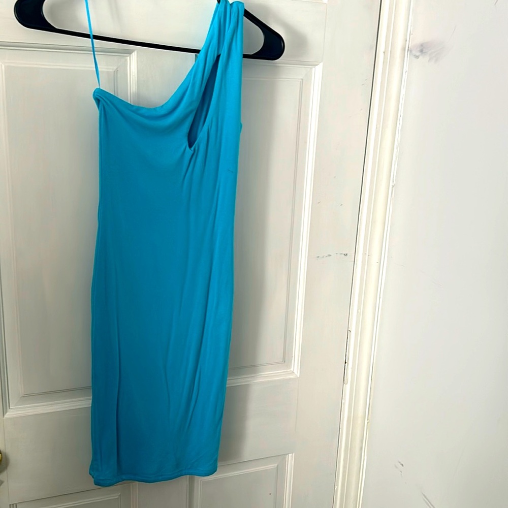 Blue one shoulder dress